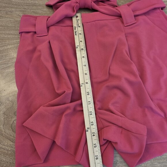 Curations Shorts Womens Large Pink Paperbag Waist Belted Pleated Pockets New - Picture 13 of 16